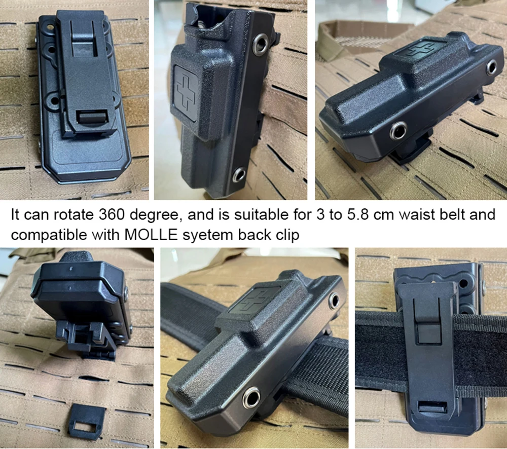 Tactical Tourniquet Holder PU Belt/MOLLE 360&deg; Rotating TQ Case for CAT Combat Application Tourniquets Gen 7 molle pouch