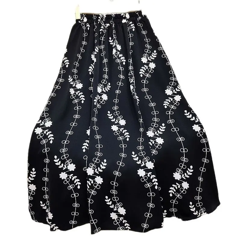 

2023 New Spring Summer Casual High Waist Slim Chiffon Skirt For Women's Clothing Elegant Underskirt A-line Print Skirts AC357