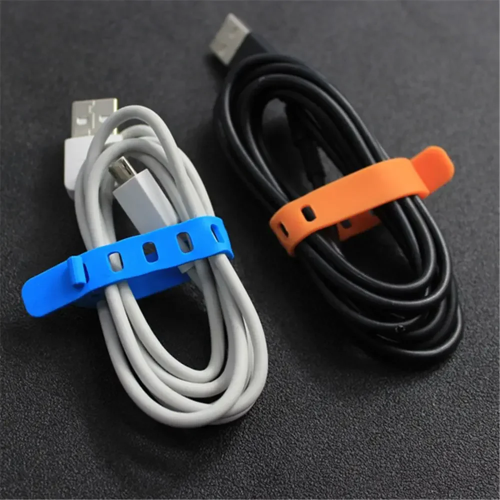 10pcs Silicone Organizer Cable Winder Wire Data Line Cord Wrapped Cord Earphone Storage Holder Desk Accessories Office Supplies