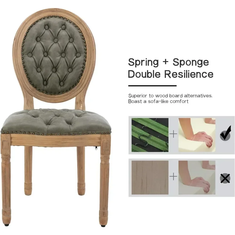 French Country Dining Chairs Set of 6,Olive Kitchen & Dining Room Chairs,Faux Leather Kitchen Chairs(PU,Pine Green, 6Pcs) 4