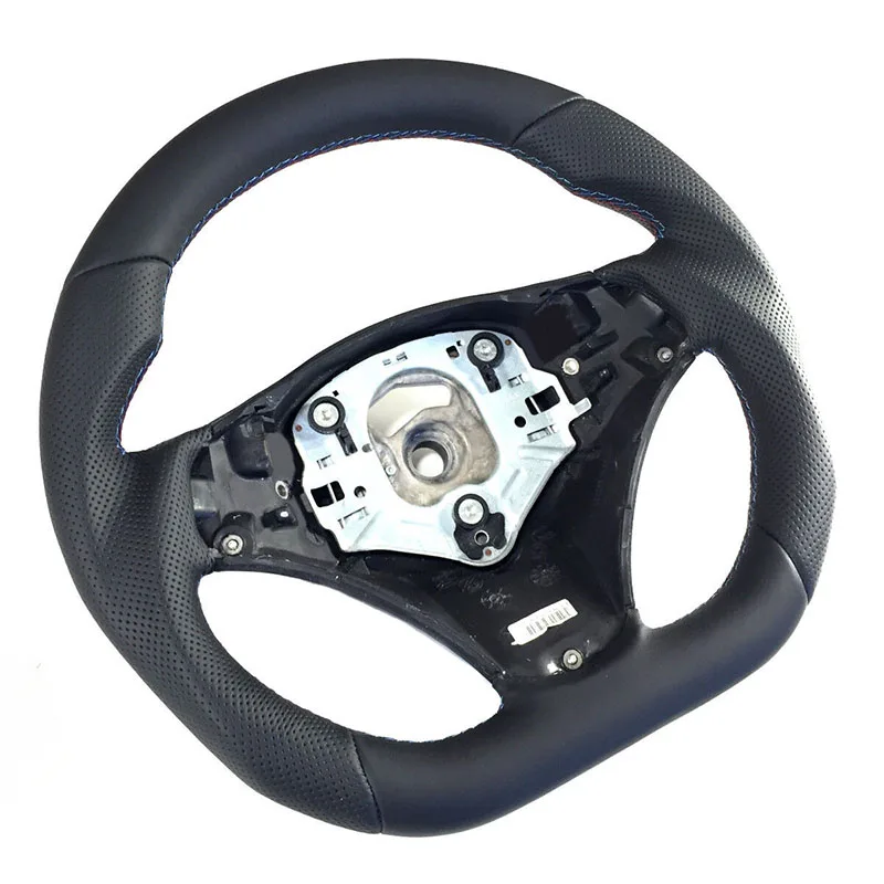 Leather Steering Wheel For BMW E87 E88 E90 E91 E92 E93 Flat Bottom