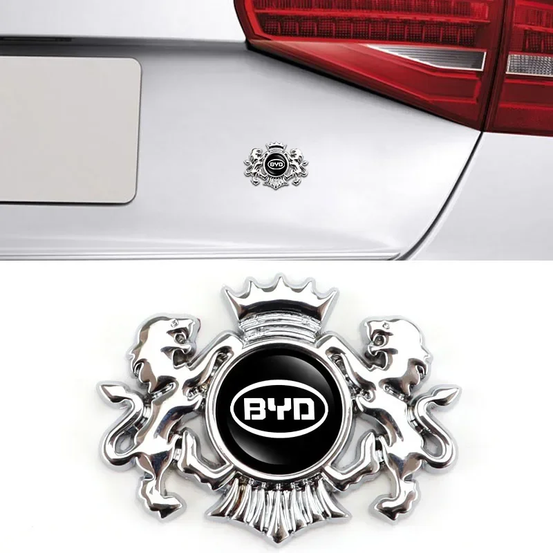 

Металлические автомобильные аксессуары, корпус багажника, 3D наклейки в виде короны льва для BYD Han F3 T3 S7 S8 F3R E5 M6 Song Yuan Qin Surui Tang