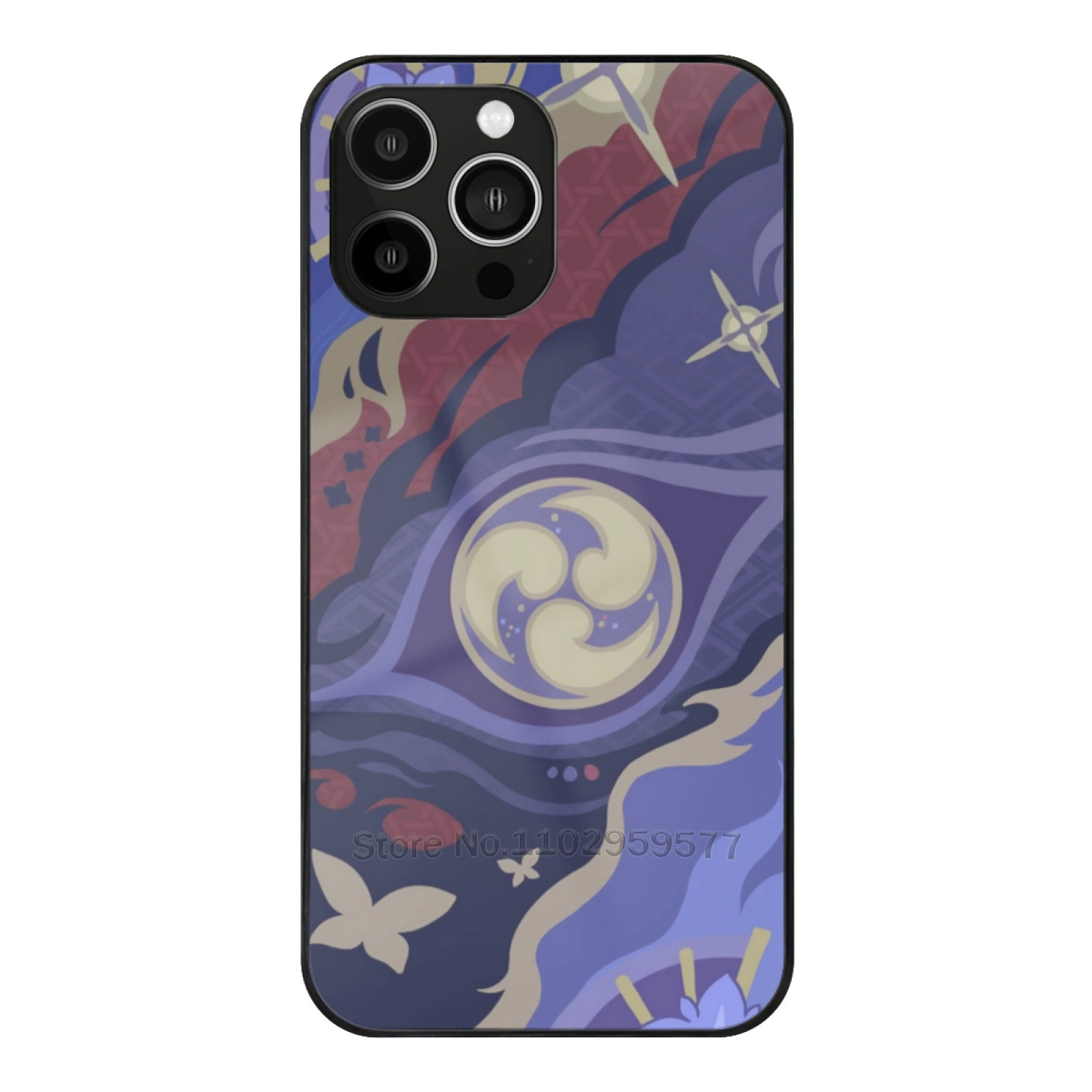 

Genshin Impact Raiden Shogun Official Friendship Namecard Glass Phone Case For Iphone 15 14 11 12 13 Pro Xr X 7 8 Xs Max 6S 5S