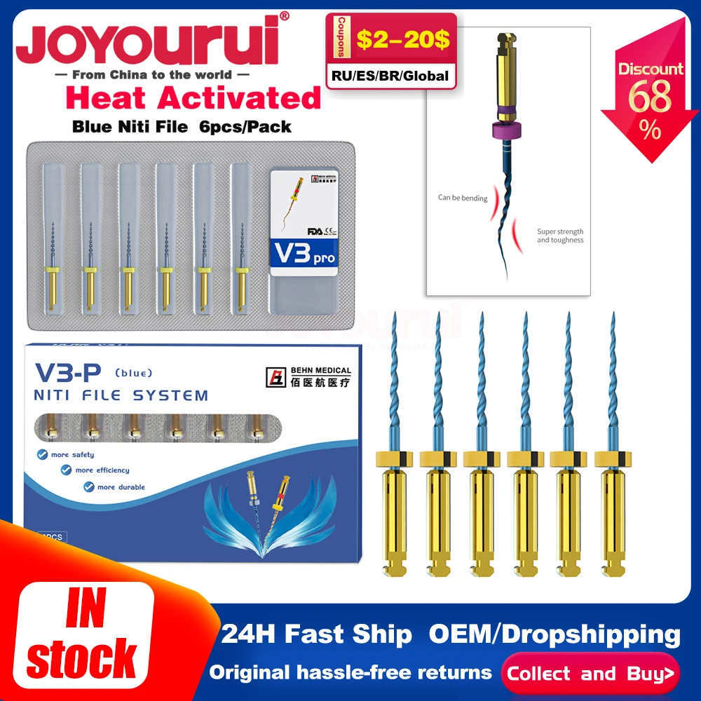 

Dental Heat Activated Blue Files SX 0817#Endo Files Engine Use Rotary Files SX-F3 25mm For Root Canal Treatment tools