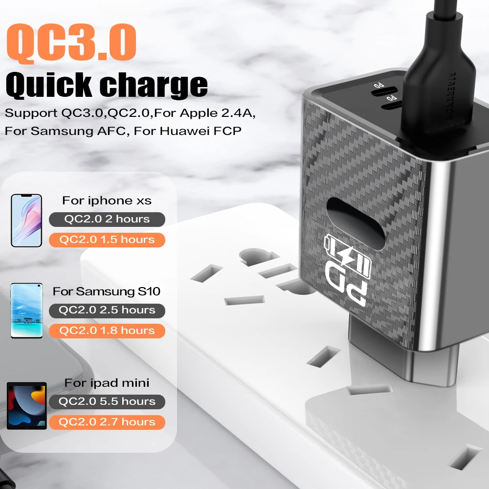 Caricatore USB-C da 65W, caricatore rapido per telefono, adattatore di tipo C per iPhone, Samsung, Xiaomi, caricatore da parete con spina EU/US - immagine 2