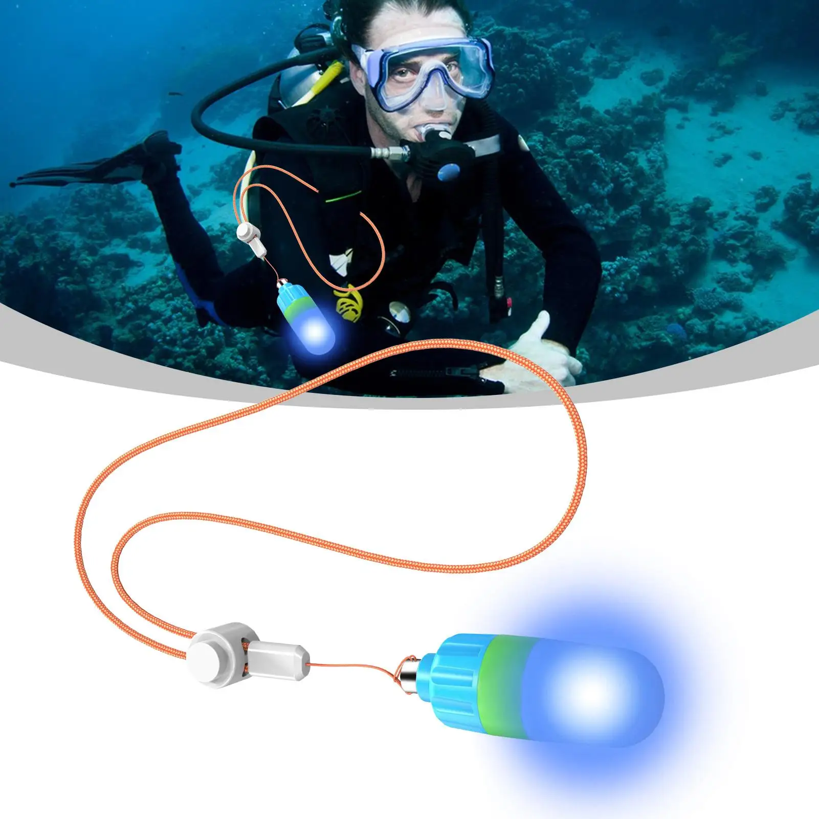 high visibility Scuba Diving Signal Light Flashlight 2 Modes Waterproof 60 Meter Flashy Safety Strobe Light for Underwater Sport