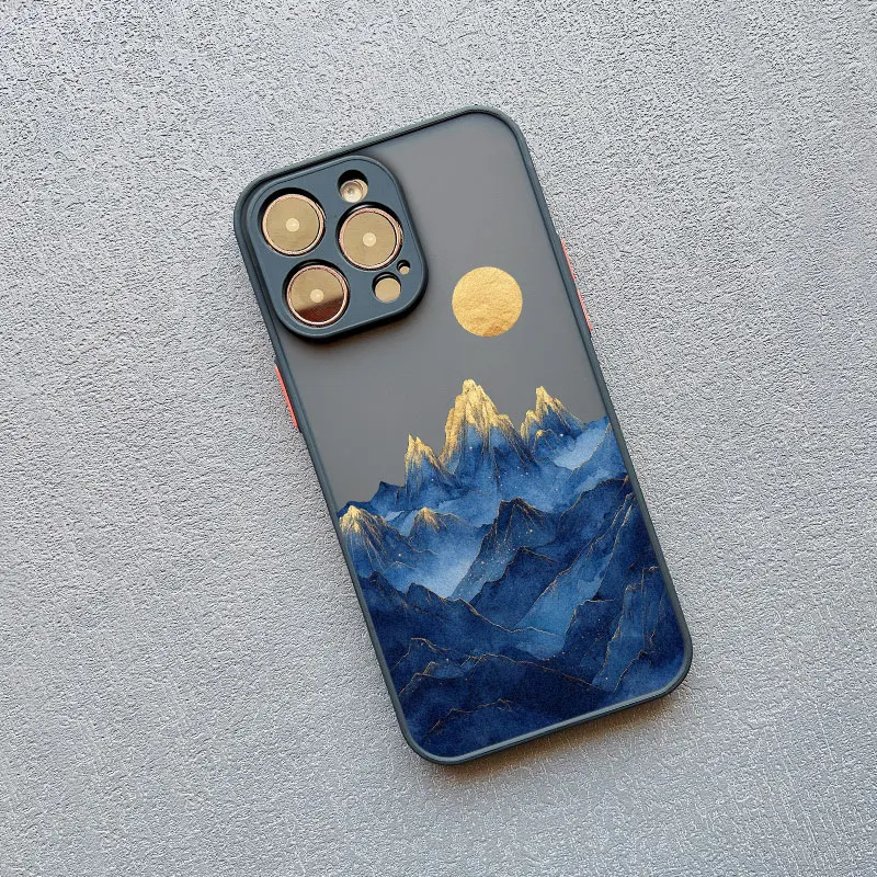 Gold and Blue Mountains Shockproof Phone Case