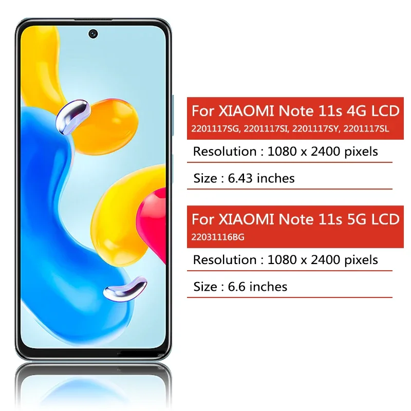 LADYSON Schermo LCD per Xiaomi Redmi Note 11 / Redmi Note 11S 4G / M4 PRO Display Touch Screen Digitizer Assembly per Poco M4 PRO 4G LCD Display con Strumenti(OLED, 6.43