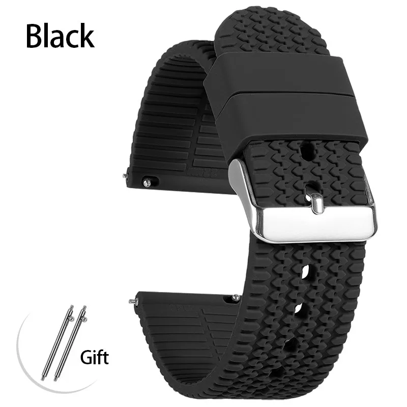 Silicone Sport Watch Band - Soft Rubber Strap with Quick Release