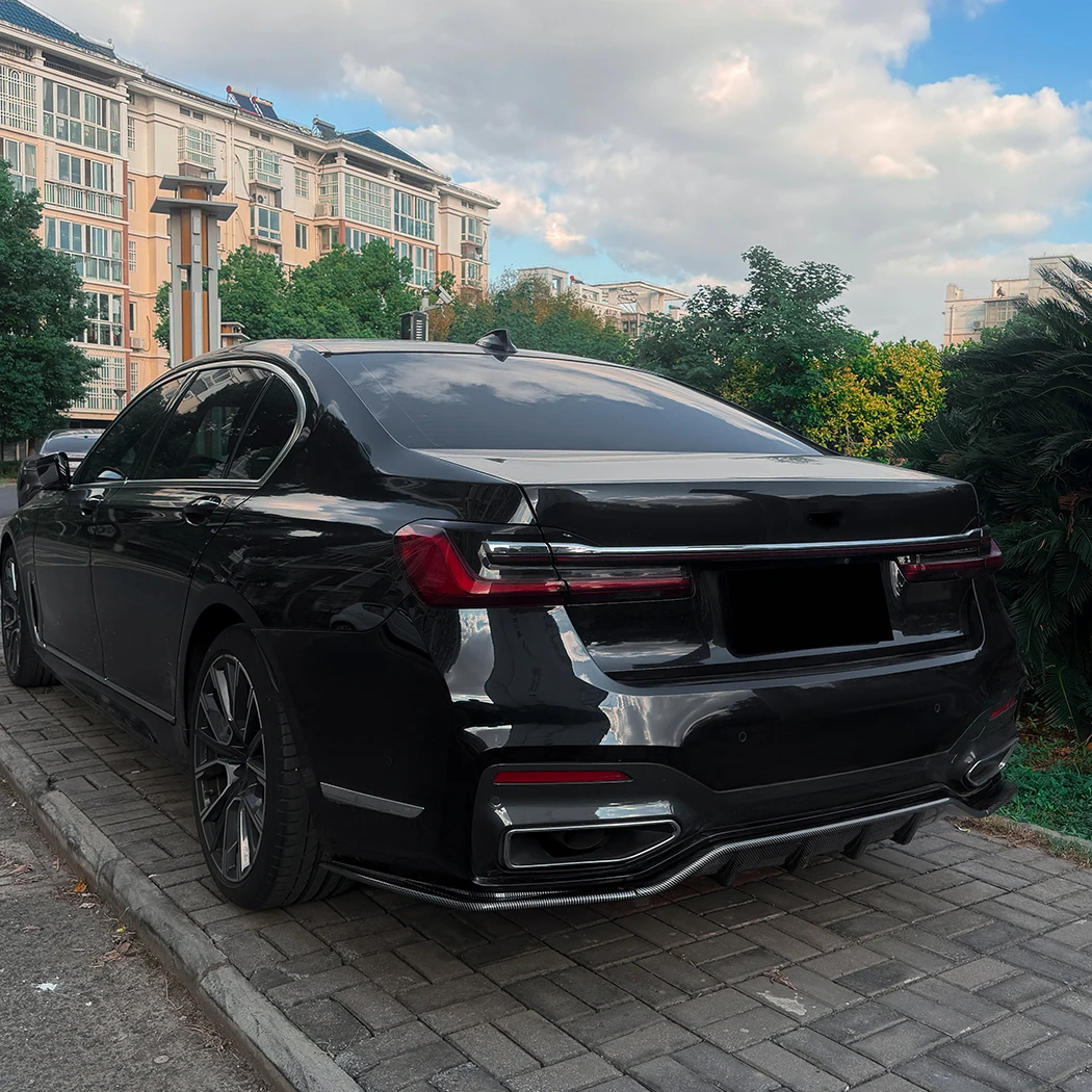 BMW 7 시리즈 G11 G12 M 스포츠 2019-2022용 리어 범퍼 디퓨저 립 스포일러 블랙 바디 키트 외부 액세서리 튜닝 부품
