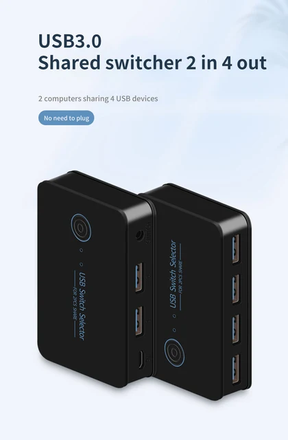 Switch KVM USB 3.0 Condiviso 2-in-1 Per PC | Splitter Per Tastiera, Mouse E Stampante - Foto 2