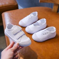 New Spring Summer Children’s Canvas Shoes Girls White Shoes Fashion Boys Soft Campus White Causal Shoes Non-slip Sneakers