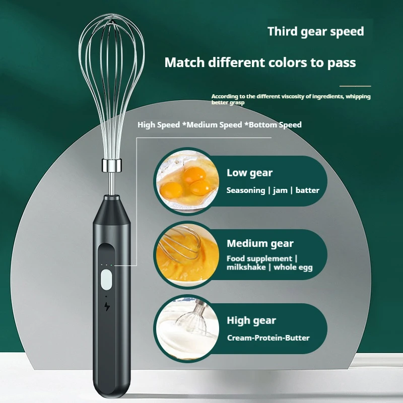 Automatic wireless rechargeable whisk household multifunctional mixer baking and flour whipping handheld mixing stick food mixer,electric whisk