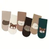 Six Pairs Autumn And Winter Large Area Dot Glue Baby Trampoline Socks, Baby Little Kids Non-slip Floor Socks Large Cartoon Strai 4