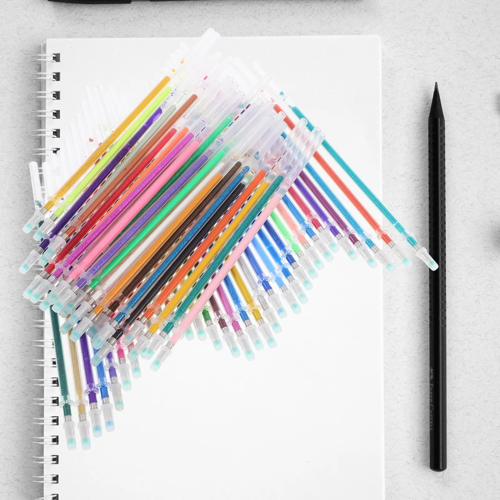 60Pcs 젤 펜 리필 다채로운 멀티 컬러 글리터 젤 잉크 리필 컬러링 북 드로잉 아트 저널링 쓰기용 파인 포인트