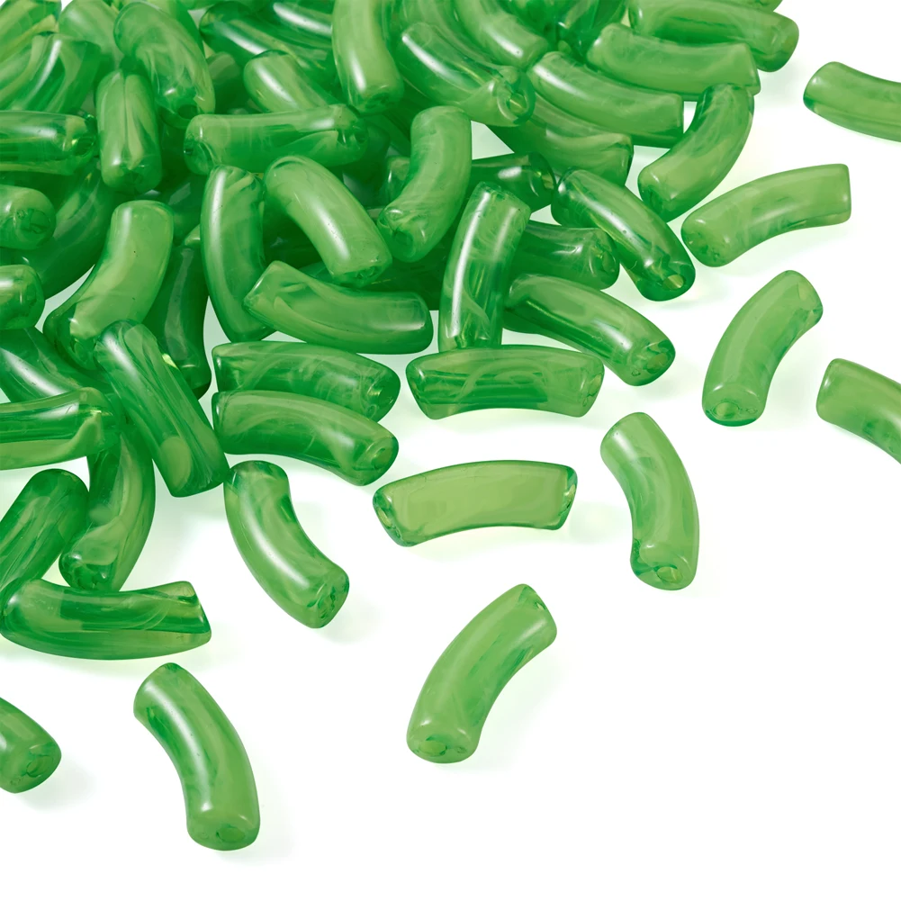 about 155pcs/500g Acrylic Curved Tube Beads Imitation Gemstone Mix Color for Bracelet Jewelry Making Craft Supplies 34.5x13x11mm