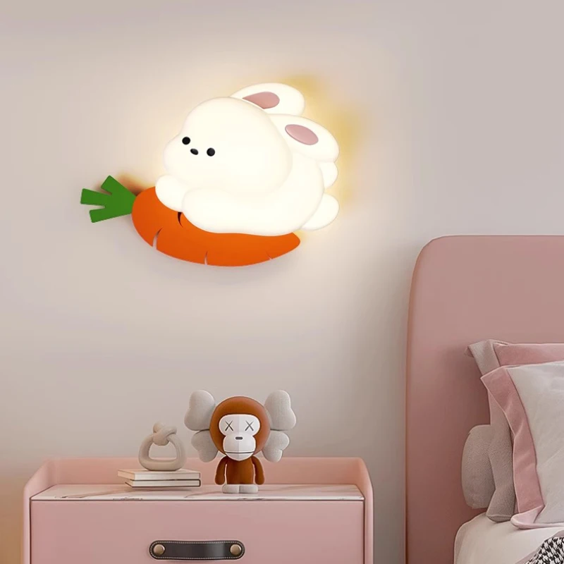 

Cute Radish Rabbit Wall Lamps LED Girl Bedroom Bedside Lamp Warm Romantic Princess Room Nursery Children's Room Bear Wall Lights