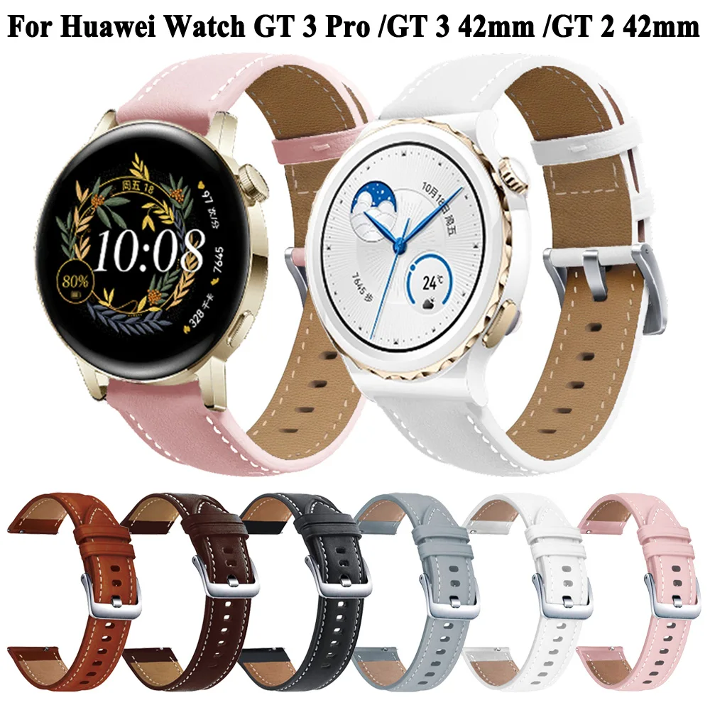 Bracelet de montre en cuir 20mm pour montre Huawei GT 3 2 GT2 42mm GT3 Pro 43mm Bracelet de remplacement Smartwatch fille femmes Bracelet Bracelet_voghion.com