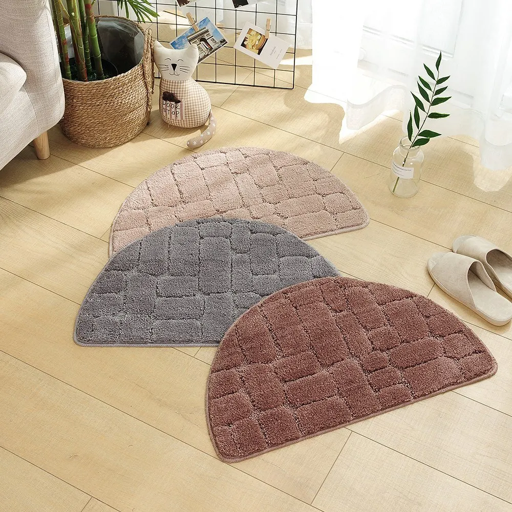 Alfombra de microfibra de poliéster suave, alfombrilla antideslizante,  absorbente de agua, para puerta, semicírculo, para silla, lavable a  máquina, para Baño - AliExpress