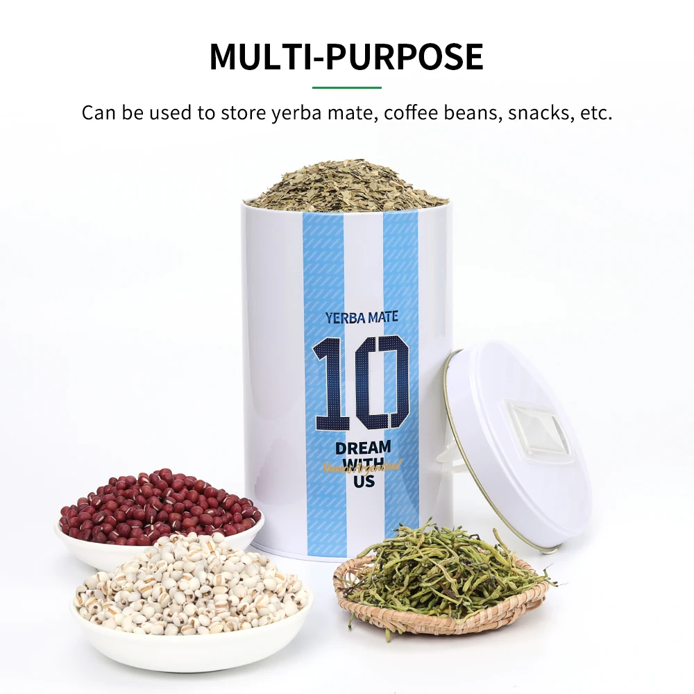 Yerba Mate Tea Container Nut Storage Coffee Tank Sugar Cans Kitchen Storage Organizer, Argentina Football Captain No.10 Style 5