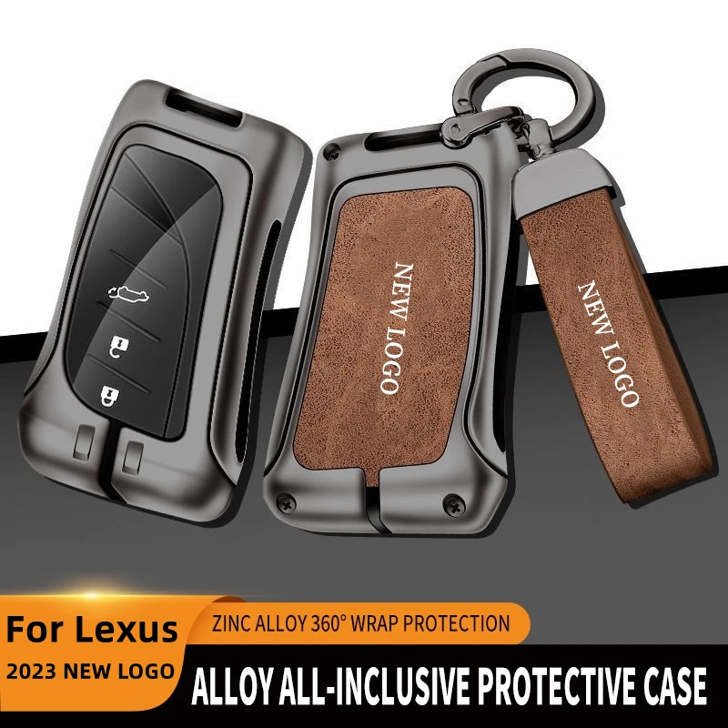 

Leather Alloy Car Key Cover Case Shell Fob for Lexus 2023 NX UX GX RX GX RZ ES LS 260 350h 400h 450h LM LX LC 500h 600 F-SPORT