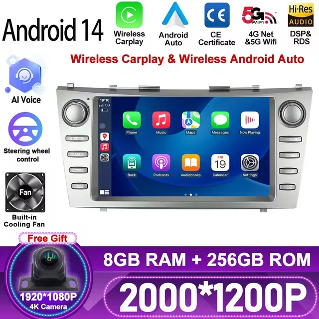 Android 14 For Toyota Camry 2006 2007 2008 2009 2010 2011 Car Radio Multimedia Video Player Navigation Stereo Support 4G 5G WIFI