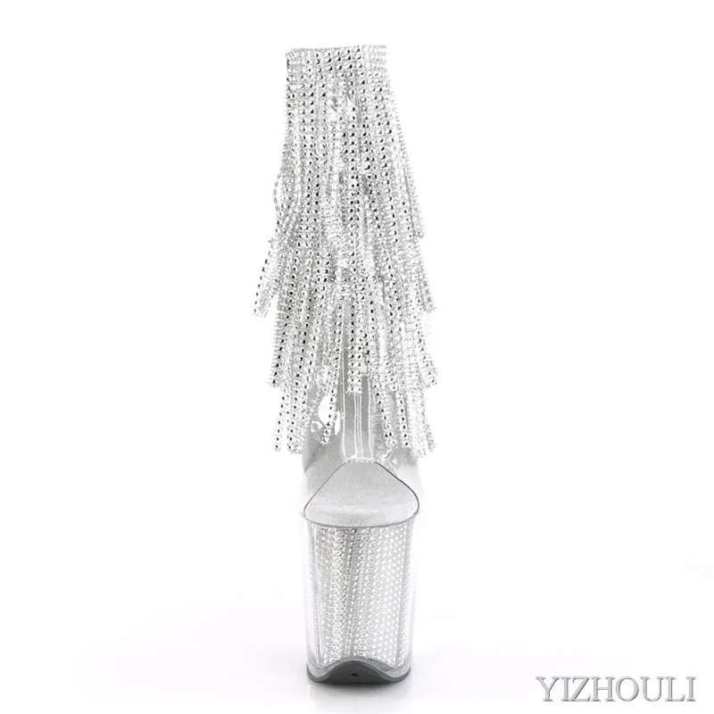 8 inch sexy women's high heels, rhinestone fashion 20 cm high heel pole dancing performance, banquet catwalk ankle dance shoes
