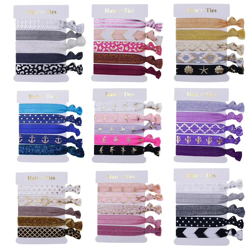 

Wholesale 30Pcs Mixed Color FOE Fold Over Elastic Knot Hair Ties Girls Ponytail Holders Hair Accessories Bracelets Wristbands