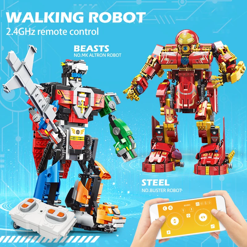 

RC Robots for Kids Optimus Prime Building Block Robot Intelligent Programmable Voice Control Gyroscope Induction Toys for Boys