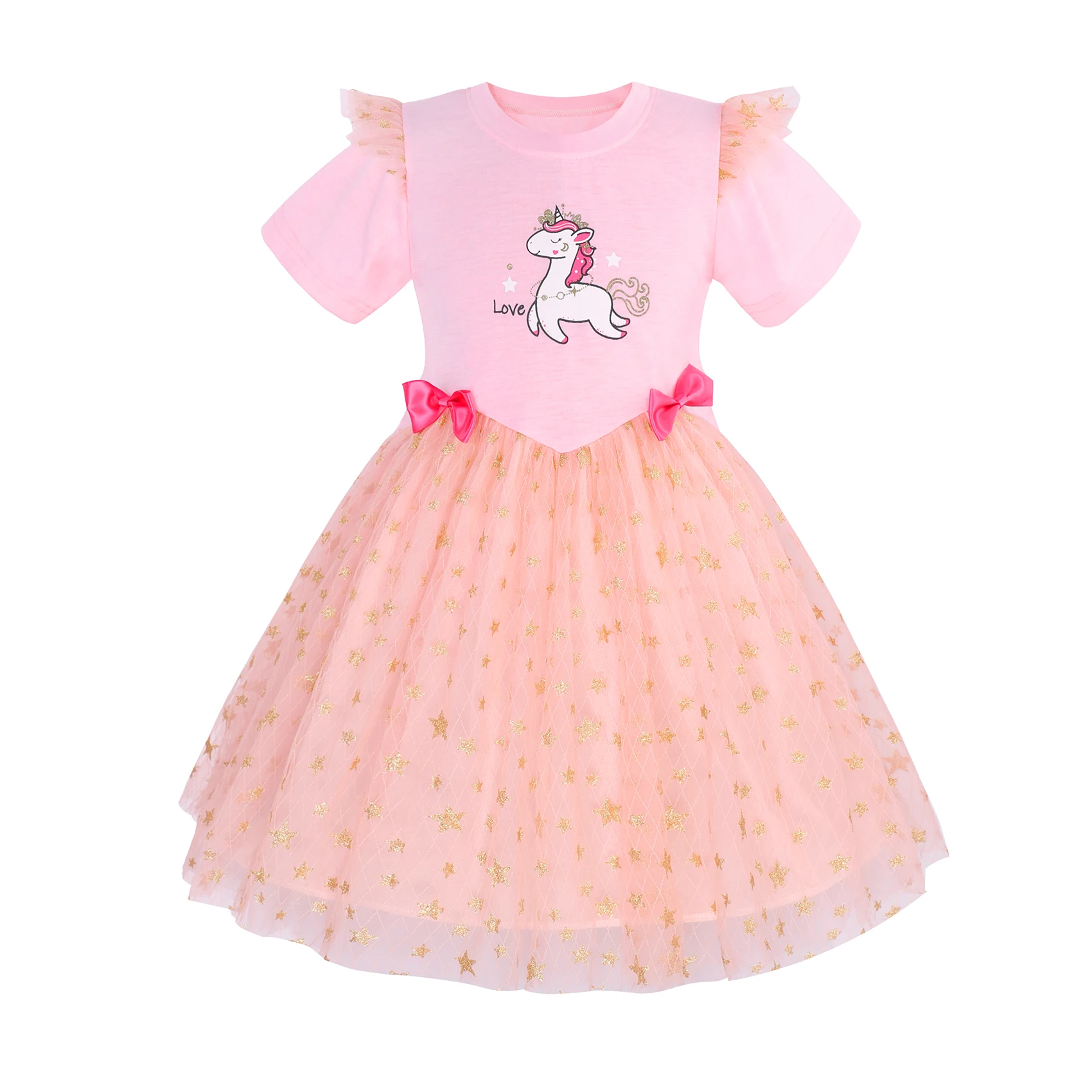 thumbnail image 1 of Ropa de verano para niña, vestido de malla de manga corta con arcoíris morado, unicornio, para fiesta, 2 a 8 años, 2023, 1 of 5
