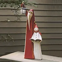 Christmas Ornament Lamp Santa And Snowman Sculpture Garden Decor, Christmas Table Ornament, Christmas Desktop Decoration