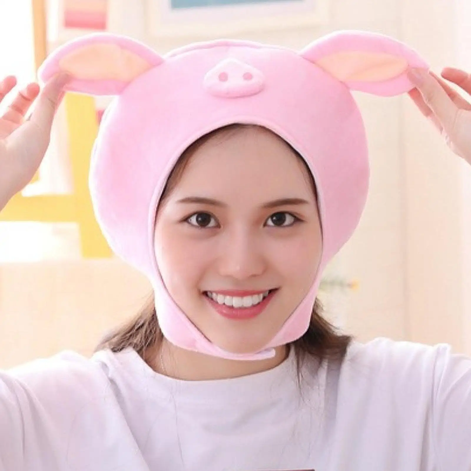 Cute Plush Pig Hat Cartoon Gift Funny Novelty Hat for Cosplay Holiday Birthday