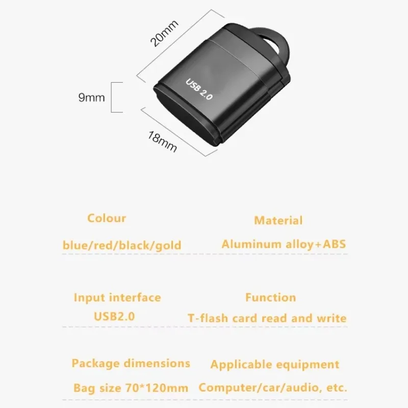 Mini SD/TF Card Reader USB2.0 Super Speed Plastic Cover Keychain For Computer Laptop Phone Camera