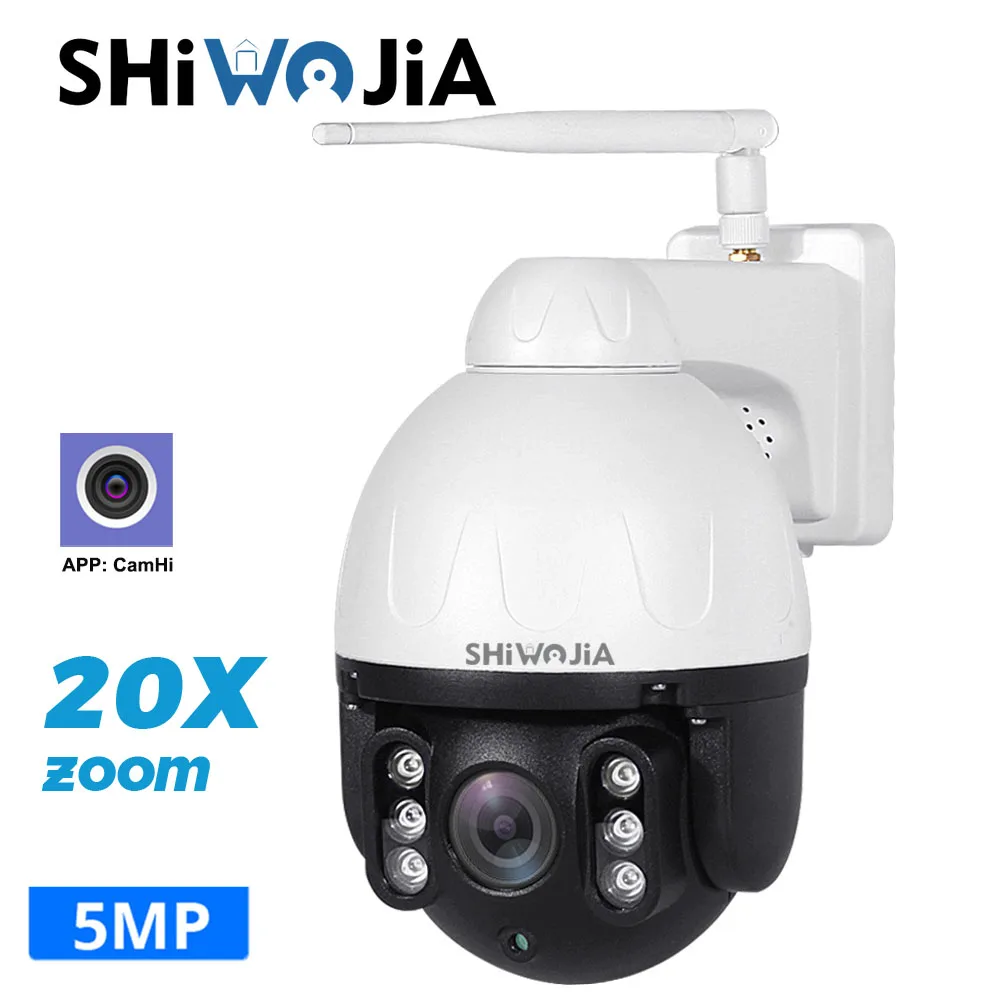 SHIWOJIA Security Action Camera WiFi Outdoor 5MP 20X Zoom 360 PTZ Dome Metal IP CCTV Wireless IP66 Surveillance Camhi Cam |