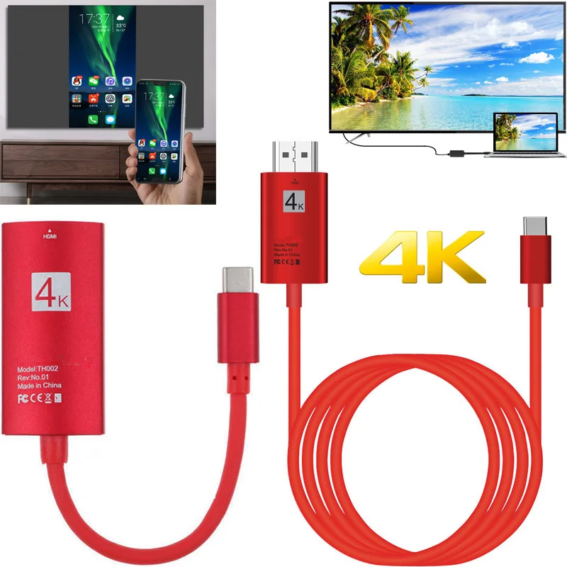 

Адаптер для телефона 4K USB-C Type C, кабель для подключения видео HD для MacBook, компьютера, ПК, для Samsung Note20, 10, S20, S10, S9, S8, для ТВ-проектора