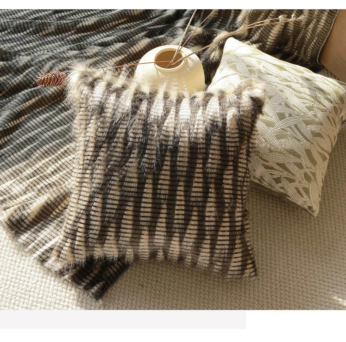 Jacquard-Plüschfell-Chenille-Kissenbezüge, moderne, weiche, luxuriöse, dekorative Kissenhüllen für Sofa, Bett, Wohnzimmer, Heimdekoration – Detail 9