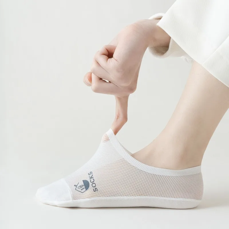 Ice Silk Sock Slippers Women Summer Invisible No Show Socks Hollow Out Mesh Thin Breathable Silicone Non-slip Low Cut Boat Socks boat socks women socks woman socks ice silk socks mesh boat socks