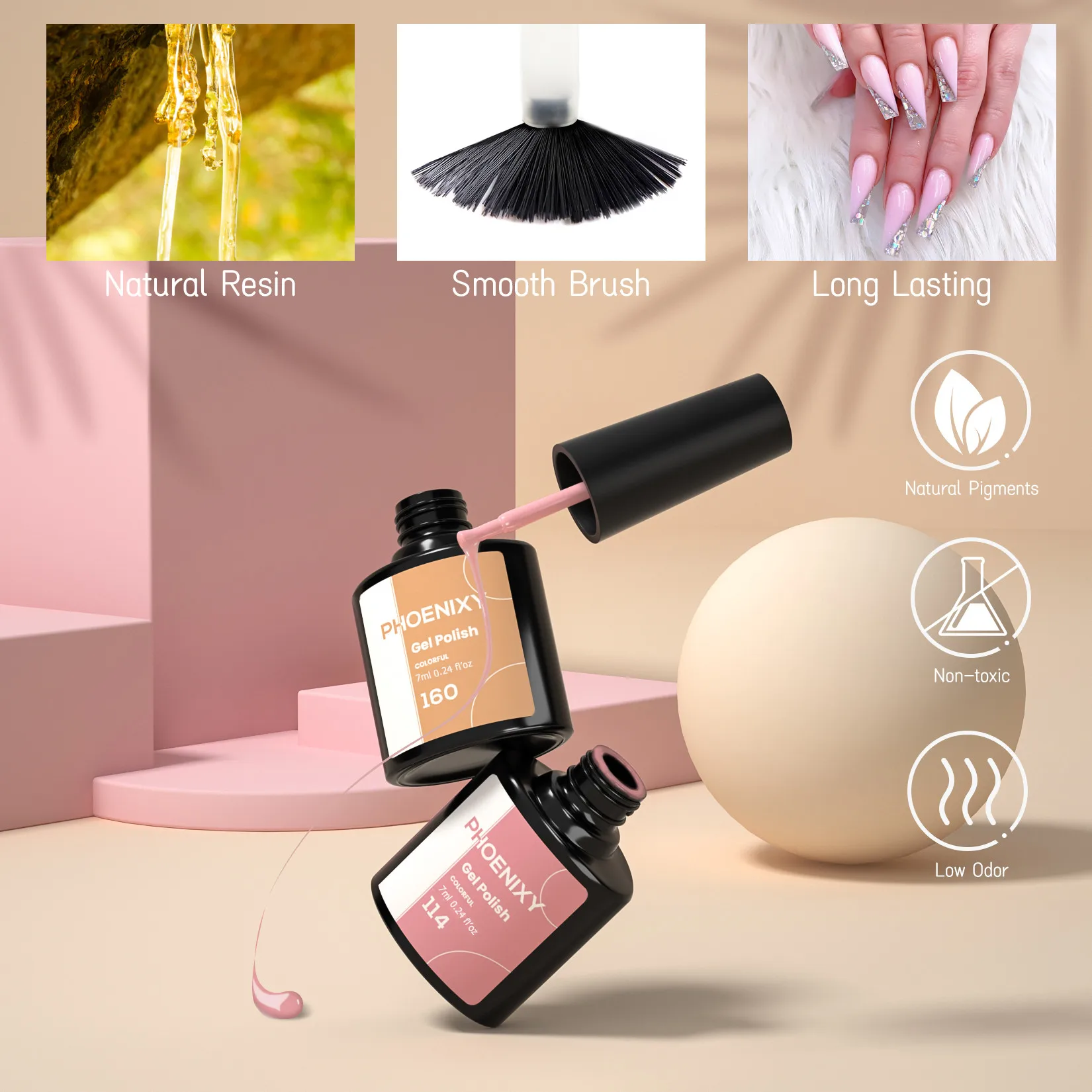 Phoenixy 20/10 Colors Gel Nail Polish Set Semi Permanent UV Gel Varnishes Kit Soak Off Nail Gels Without Lamp 8ML Gel Polish Kit 3