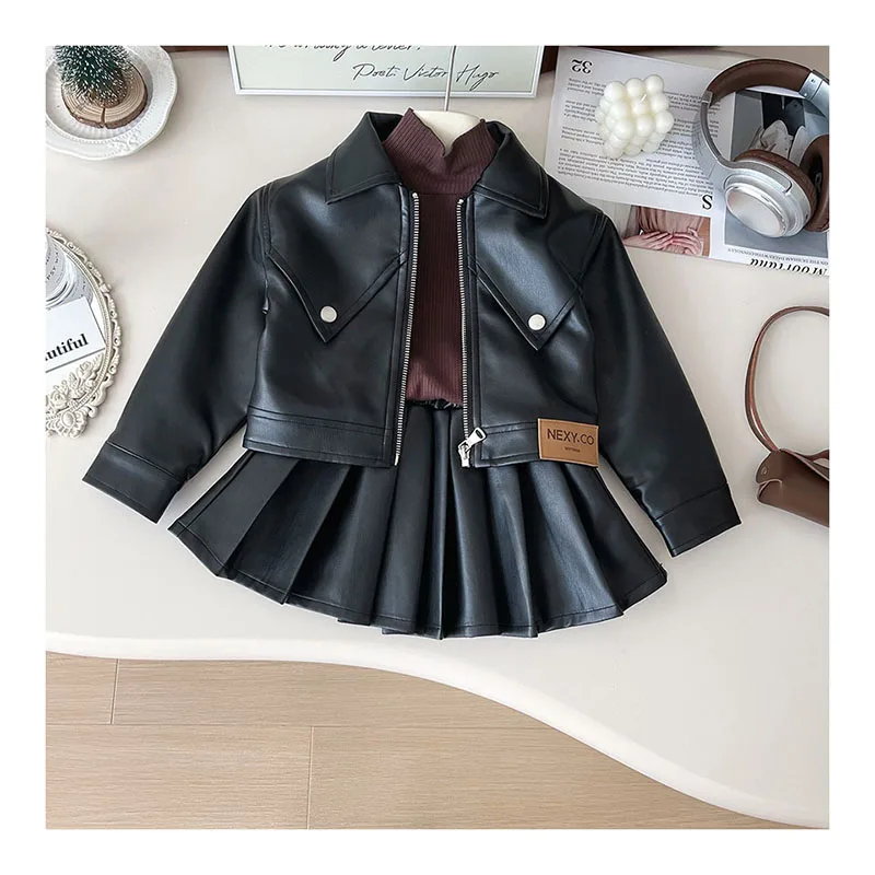 Girls Leather Jacket Suit Autumn Clothing