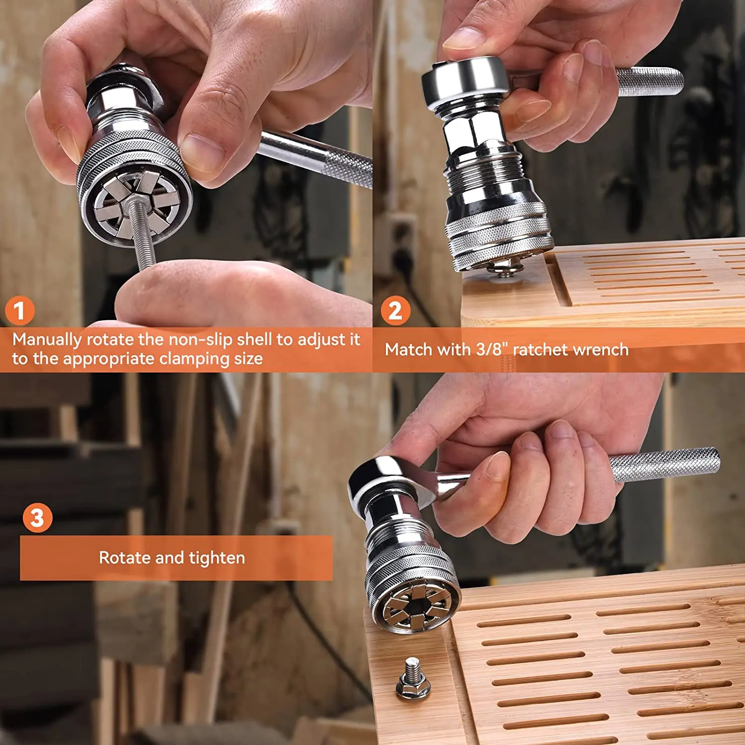 Universal Sleeve 3/8-3/4 Inch 10-19 MM Adjustable Hex Universal Socket Torque Ratchet Wrench Head Spanner Sleeve Repair Tool