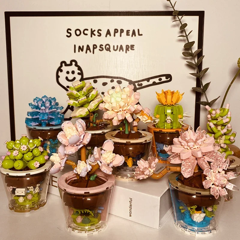 

Суккуленты, искусственные цветы, красная сеть, ветер, мелкие частицы, строительные блоки, украшение для комнаты, подарок на день рождения для девочек