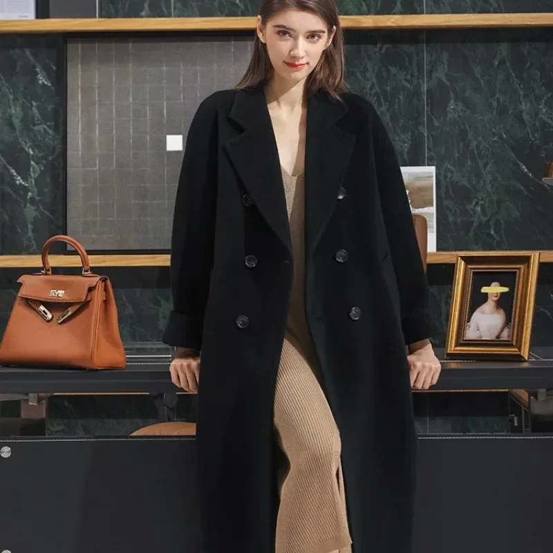 Top Quality Max Coat Women,New Double-sided 10%Cashmere 90%Wool Women Coat,Long Black Wool Coat Jacket Women,Cashmere Coat Women energetic upgrade black pei pro magnetic bed double sided textured sheet 235x235mm for creality k1 ender 3 s1 pro 3d printer