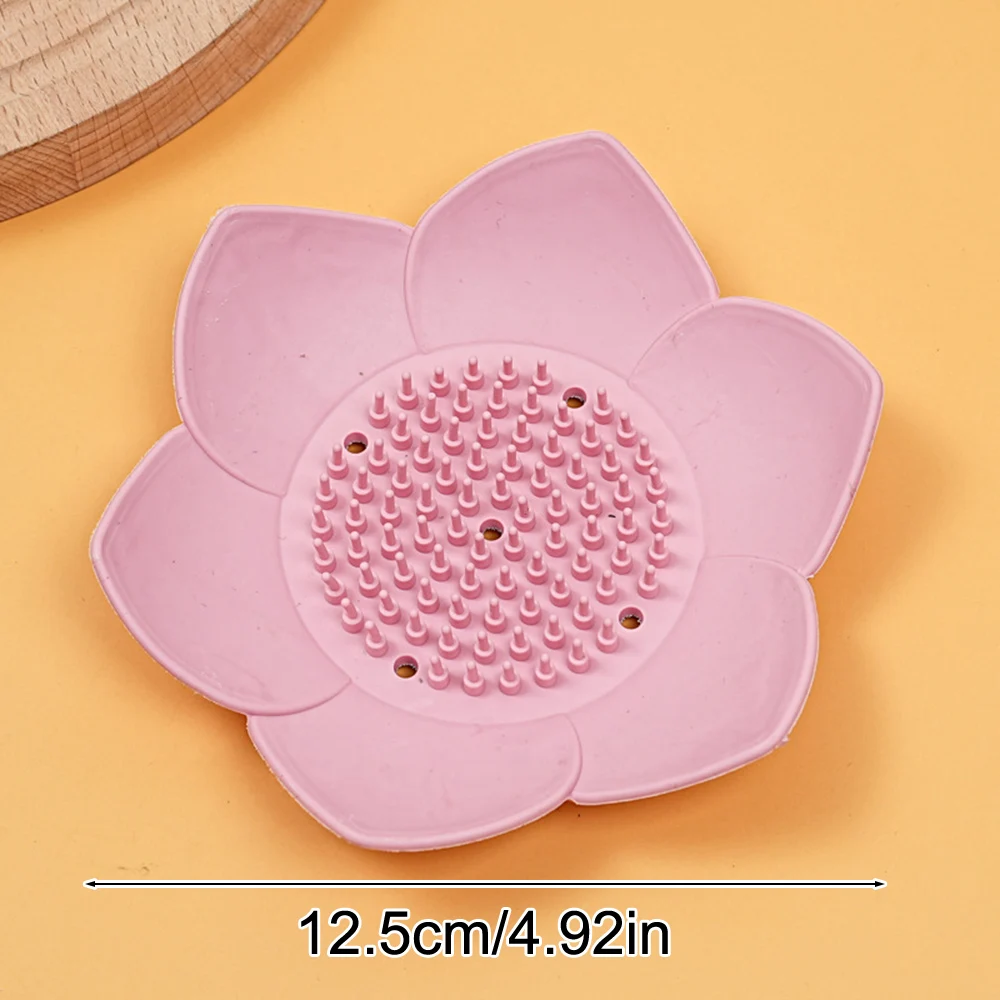1pcs Bathroom Soap Box Lotus Design Soap Holder Silicone Box Drain Bathroom Accessories
