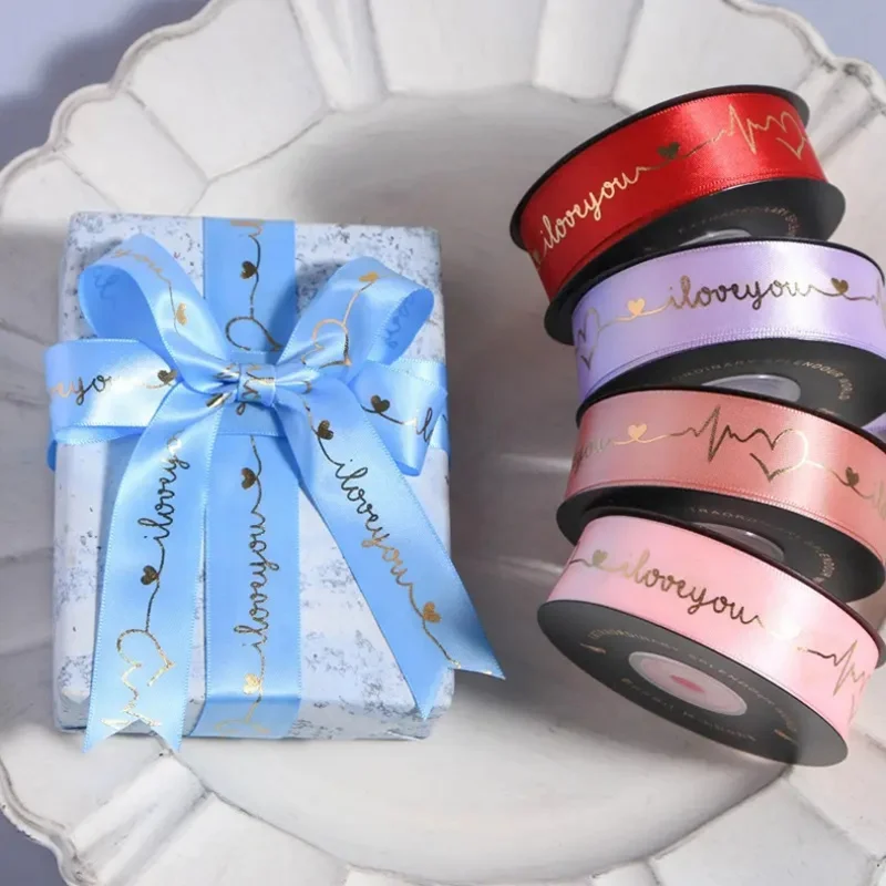 Ribbon customizationWholesale Colorful Wired Ribbons Printed Logo Floral Satin Grosgrain Tape Decoration Cus