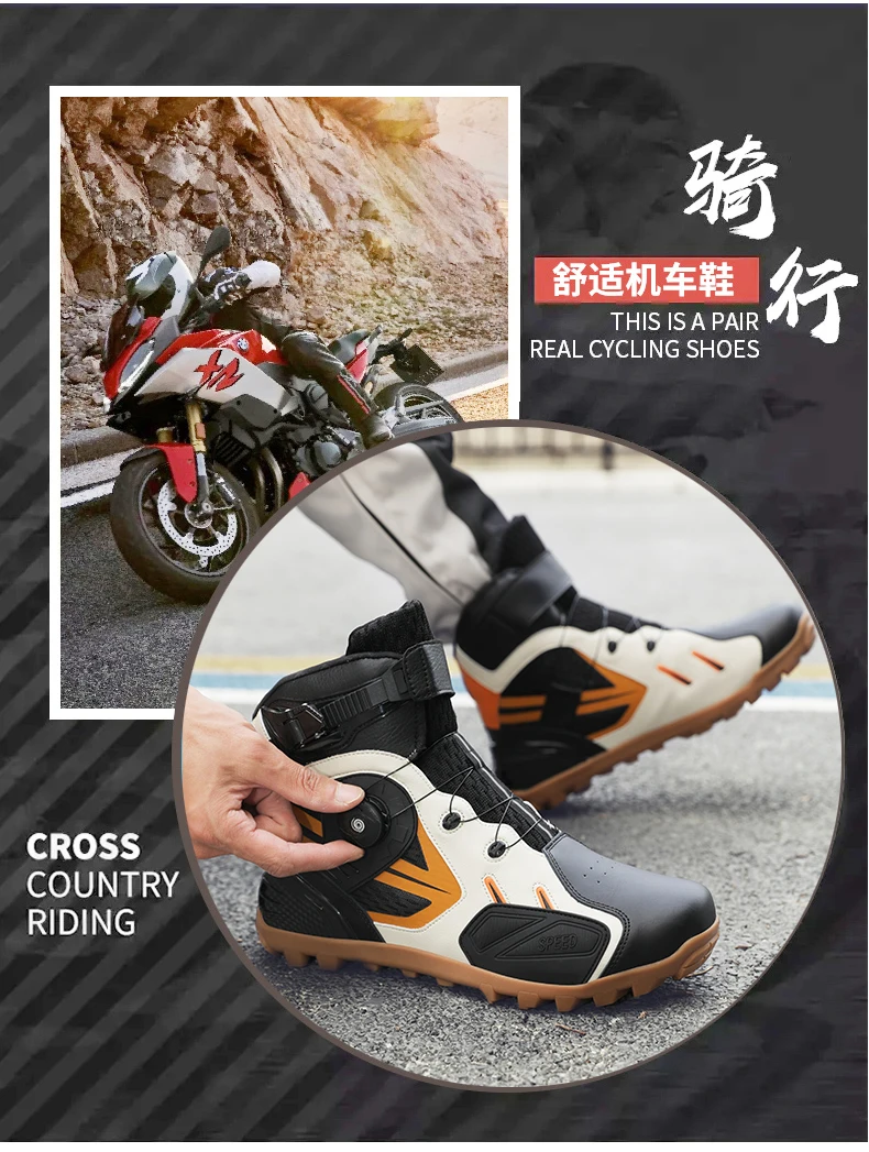 Mode Herren Split Leder Motorrads tiefel Moto Reit schuhe Outdoor Knöchel schuhe Größe 40-47 – Detail 5