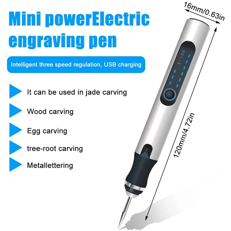 USB Engraving Pen, Rechargeable Engraver Etching Pen, Cordless Wood Engraving Kit for Glass Stone Jewelry Nails Ceramics multi boring machine for wood