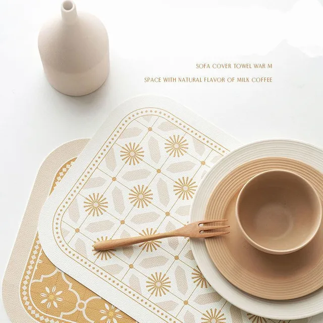 Retro Skandináv Bőr Asztal Szőnyeg Egyszerű Pu Placemat Vízálló Olajálló Hőszigetelt Szőnyeglemez-Tál Anti-Heat Pad Asztali Dekoráció - Image 3