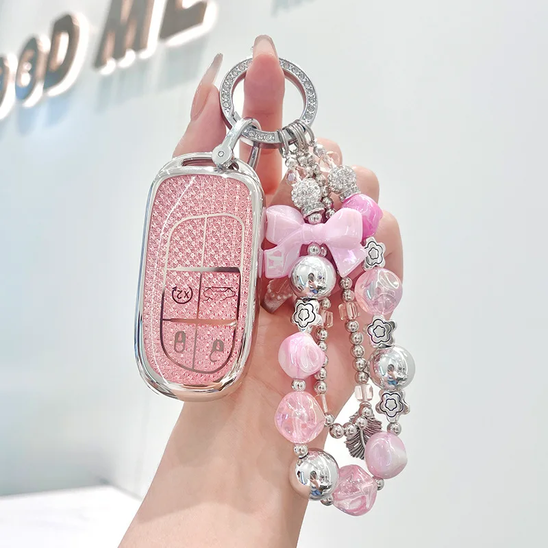 Bling Pink Jeep Keychain Tuscadero Pink Key Fob Cover Bedazzled