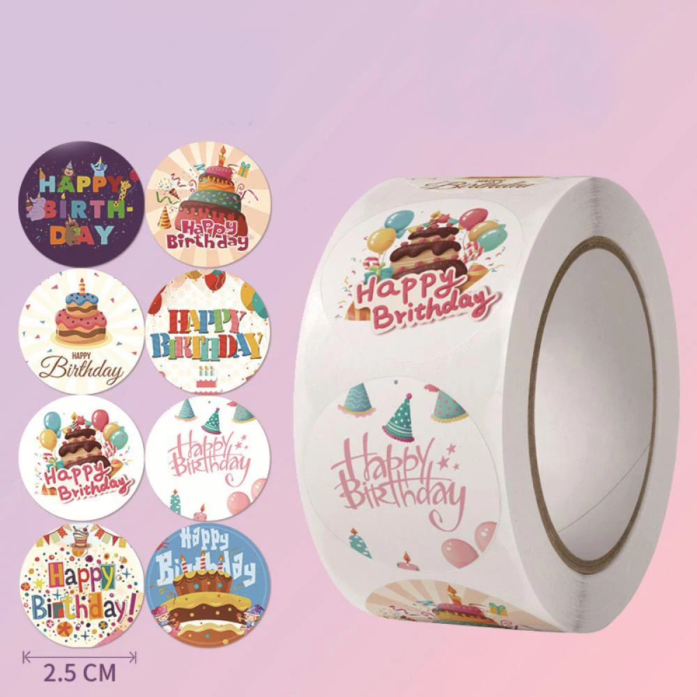 100500pcs Cute Happy Birthday Stickers Birthday Gift Decoration Tag