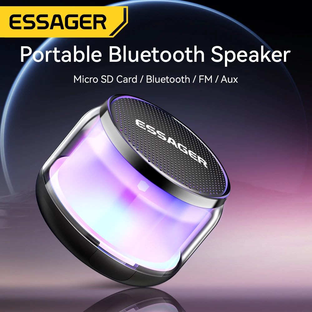Essager Portable Bluetooth Speaker Super Bass Mini Speaker Luz Multicolorida Cartão de Memória - Image 5